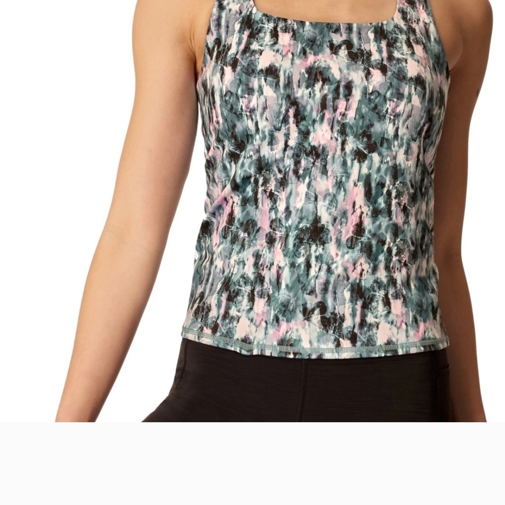 Sweaty Betty Super Sculpt Yoga Vest Blue Xray Floral Print Size XL NWT